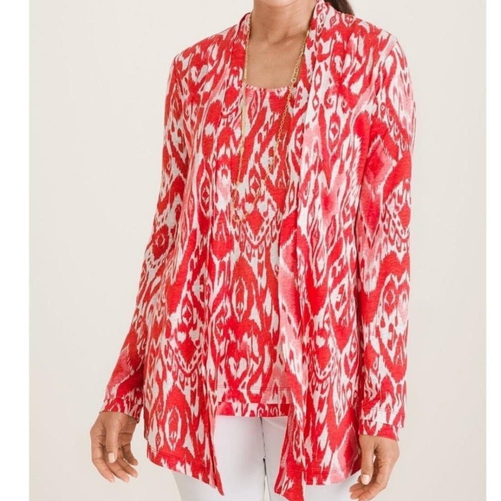 Nwt Chico's IKat Flare Linen Cardigan Size 2 Large.